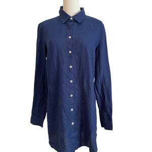 Linen Shirt TravelSmith Womens Size Small Blue Relaxed Casual Resort Lagenlook